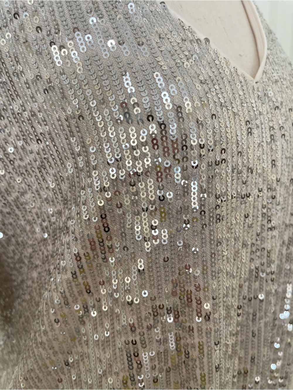 Vince Camuto Silver Sequin Short-Sleeve Dress - Picture 3 of 7